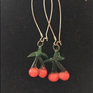 Vintage glass cherry earrings